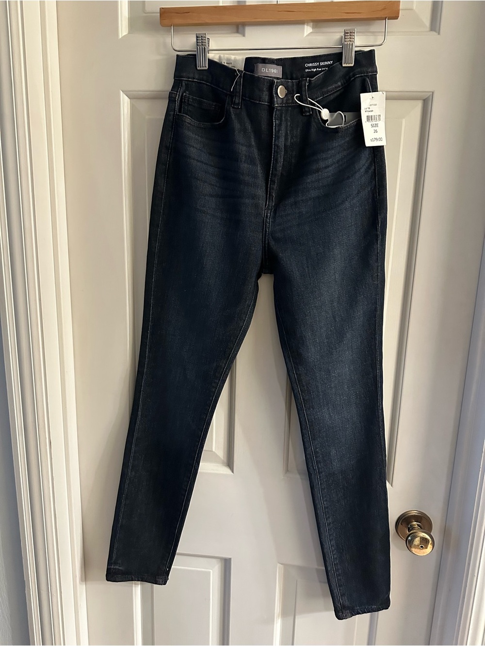 DL1961 Chrissy Ultra High Rise Black-Blue Skinny Jeans 26